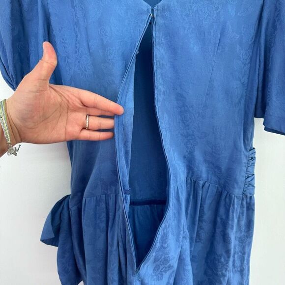 Jane Schaffhausen Belle France Women’s 80s Jacquard Drop Waist Steel Cornflower - Picture 14 of 15